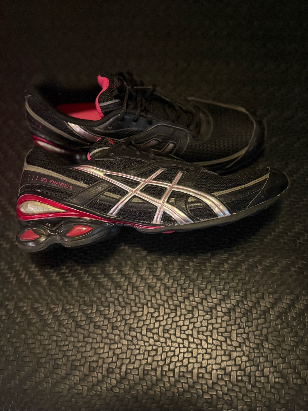 ASICS Black and Pink Gel-Frantic 6 Athletic Running Shoes